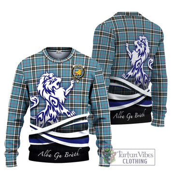 Thompson Tartan Ugly Sweater with Alba Gu Brath Regal Lion Emblem Unisex - Tartan Vibes Clothing