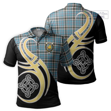 Thompson Tartan Polo Shirt with Family Crest and Celtic Symbol Style