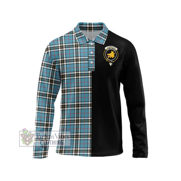 Thompson Tartan Long Sleeve Polo Shirt with Family Crest and Half Of Me Style Unisex - Tartan Vibes Clothing