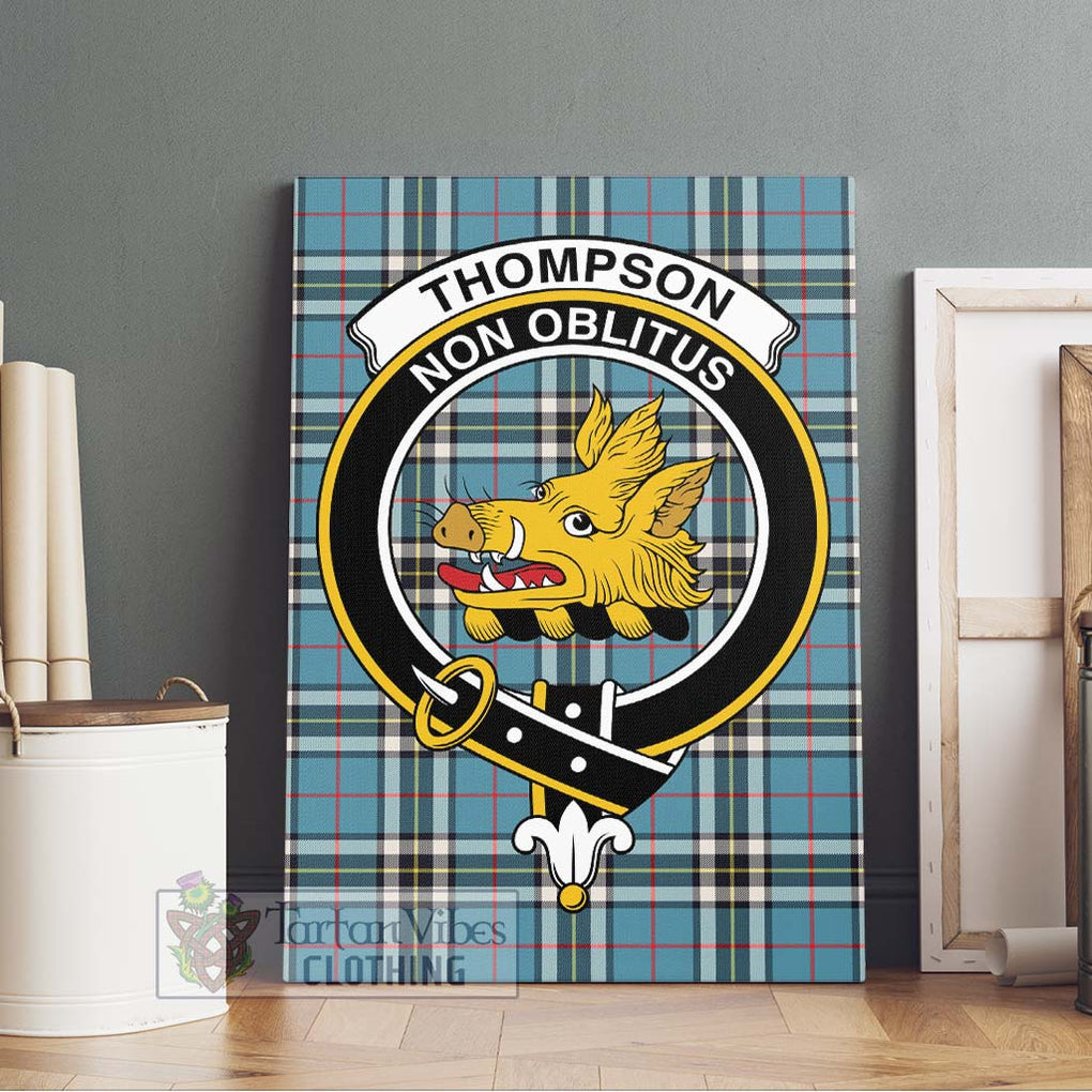 Thompson Tartan Canvas Print Wall Art with Family Crest Without Frame - Tartan Vibes Clothing