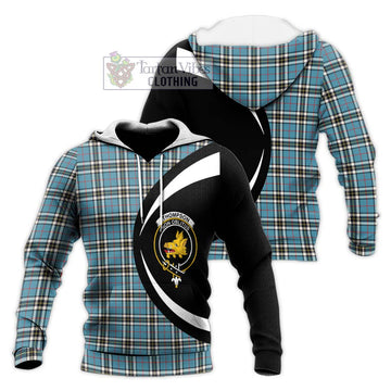 Thompson Tartan Knitted Hoodie with Family Crest Circle Style