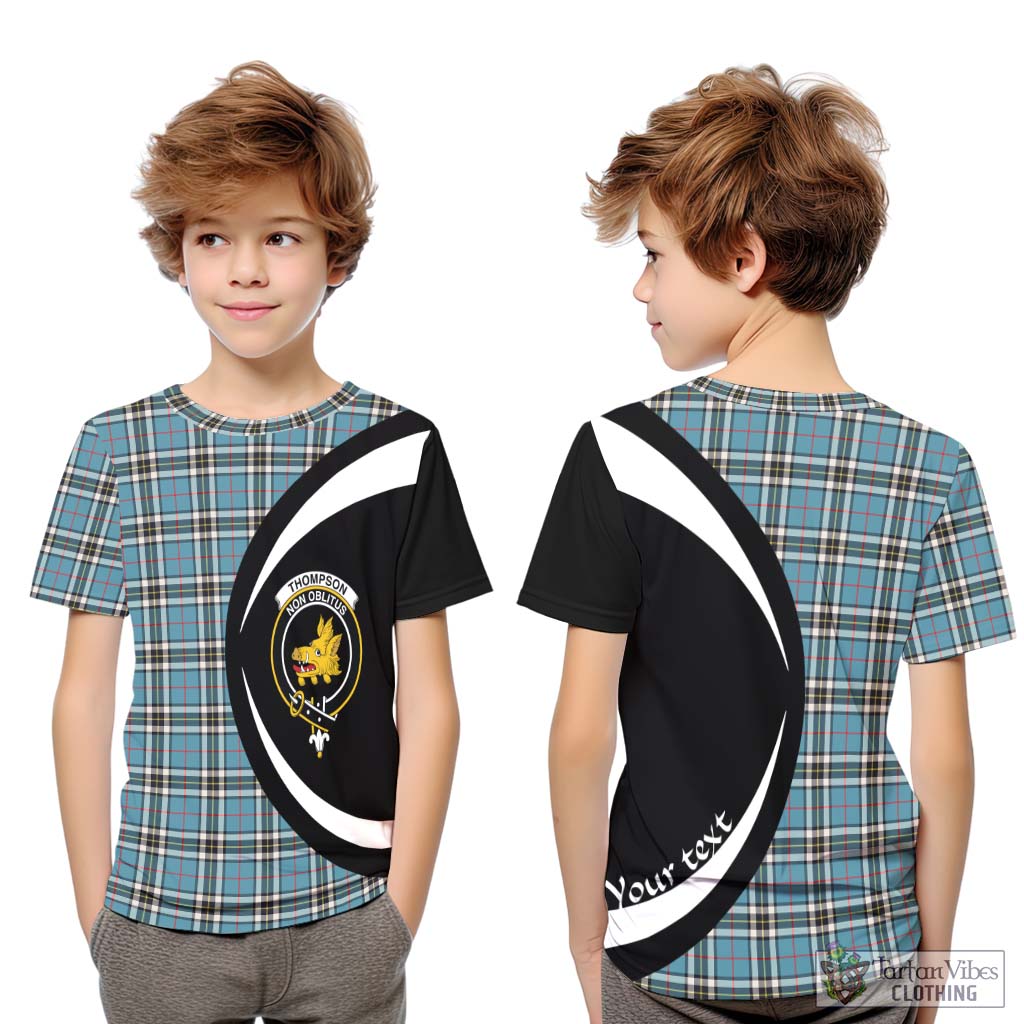 Thompson Tartan Kid T-Shirt with Family Crest Circle Style Youth XL Size14 - Tartan Vibes Clothing