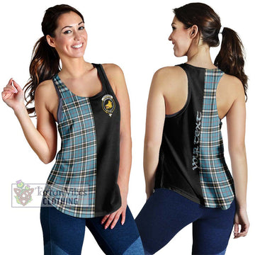Thompson Tartan Women's Racerback Tanks with Family Crest and Half Of Me Style 4XL - Tartan Vibes Clothing