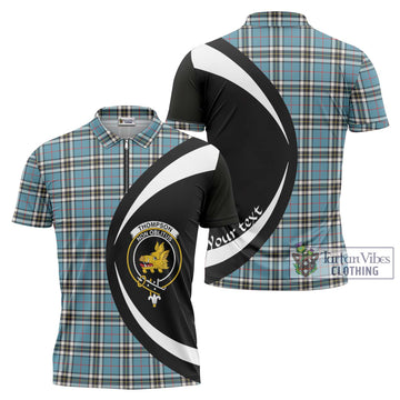Thompson Tartan Zipper Polo Shirt with Family Crest Circle Style Unisex - Tartan Vibes Clothing