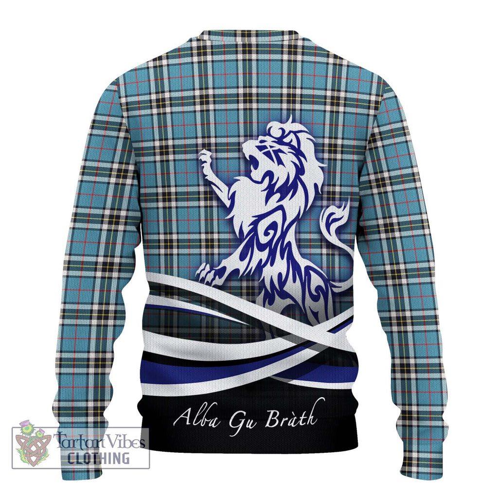 Thompson Tartan Ugly Sweater with Alba Gu Brath Regal Lion Emblem - Tartan Vibes Clothing