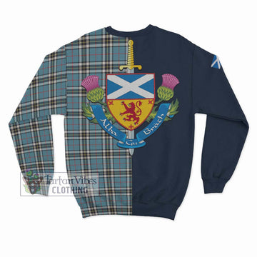Thompson Tartan Sweatshirt Alba with Scottish Lion Royal Arm Half Style - Tartan Vibes Clothing