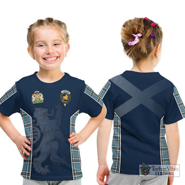 Thompson Tartan Kid T-Shirt with Family Crest and Lion Rampant Vibes Sport Style - Tartan Vibes Clothing