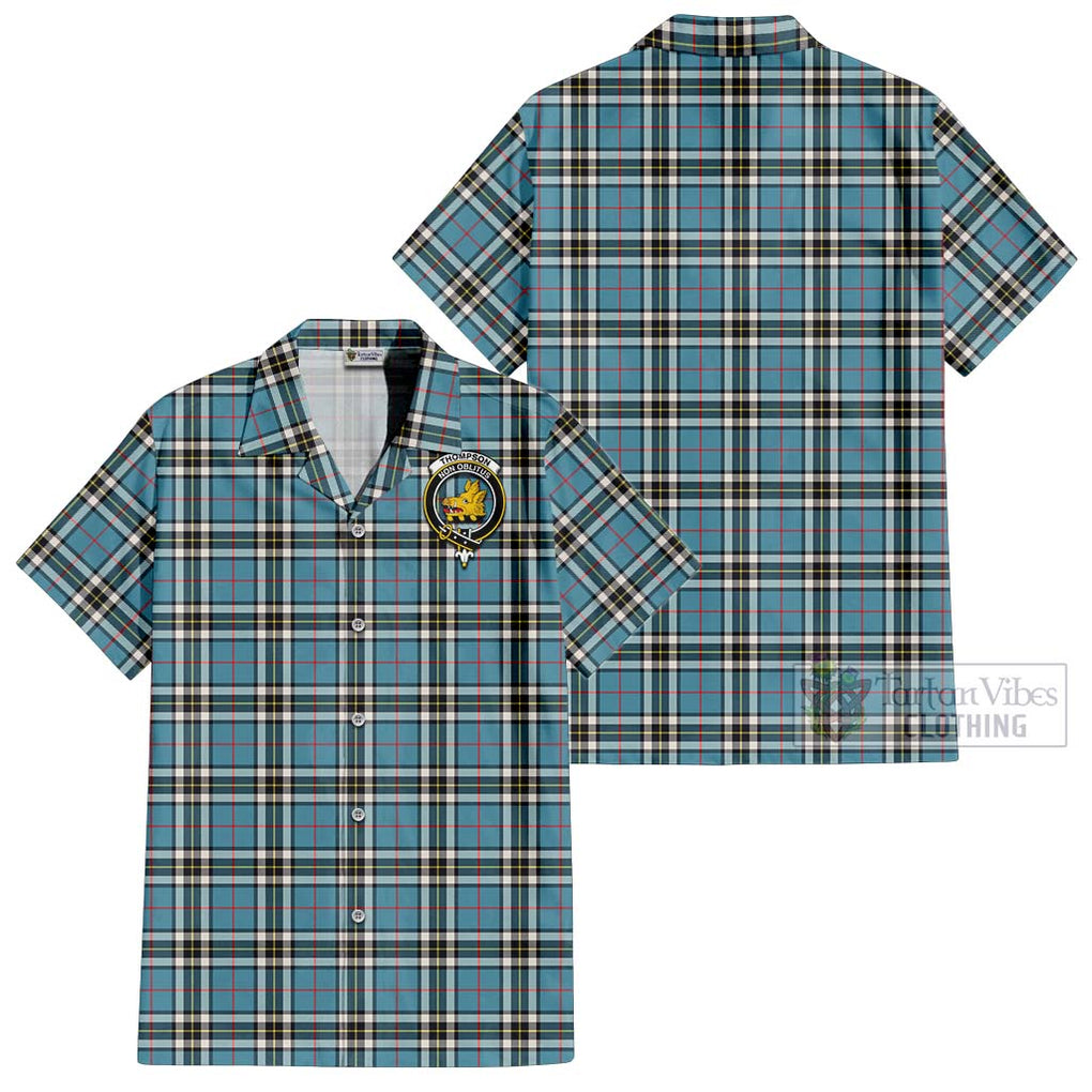 Thompson Tartan Cotton Hawaiian Shirt with Family Crest Kid - Tartan Vibes Clothing