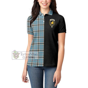 Thompson Tartan Women's Polo Shirt with Family Crest and Half Of Me Style - Tartan Vibes Clothing
