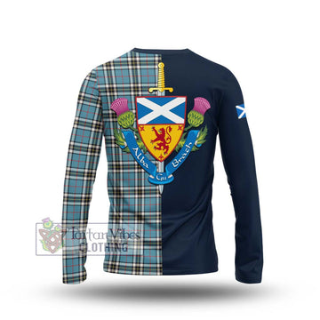 Thompson Tartan Long Sleeve T-Shirt Alba with Scottish Lion Royal Arm Half Style - Tartan Vibes Clothing
