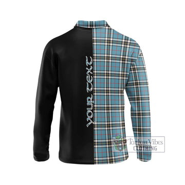 Thompson Tartan Long Sleeve Polo Shirt with Family Crest and Half Of Me Style - Tartan Vibes Clothing