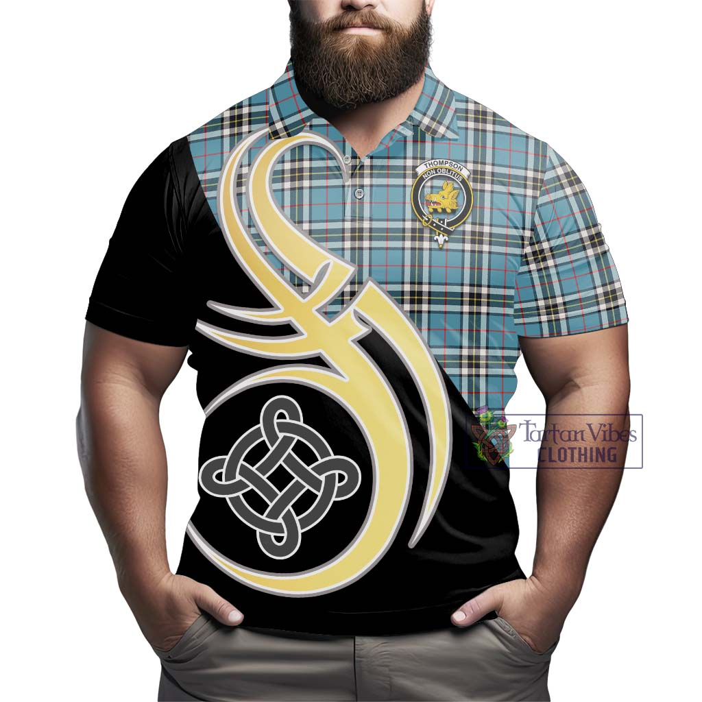 Tartan Vibes Clothing Thompson Tartan Polo Shirt with Family Crest and Celtic Symbol Style