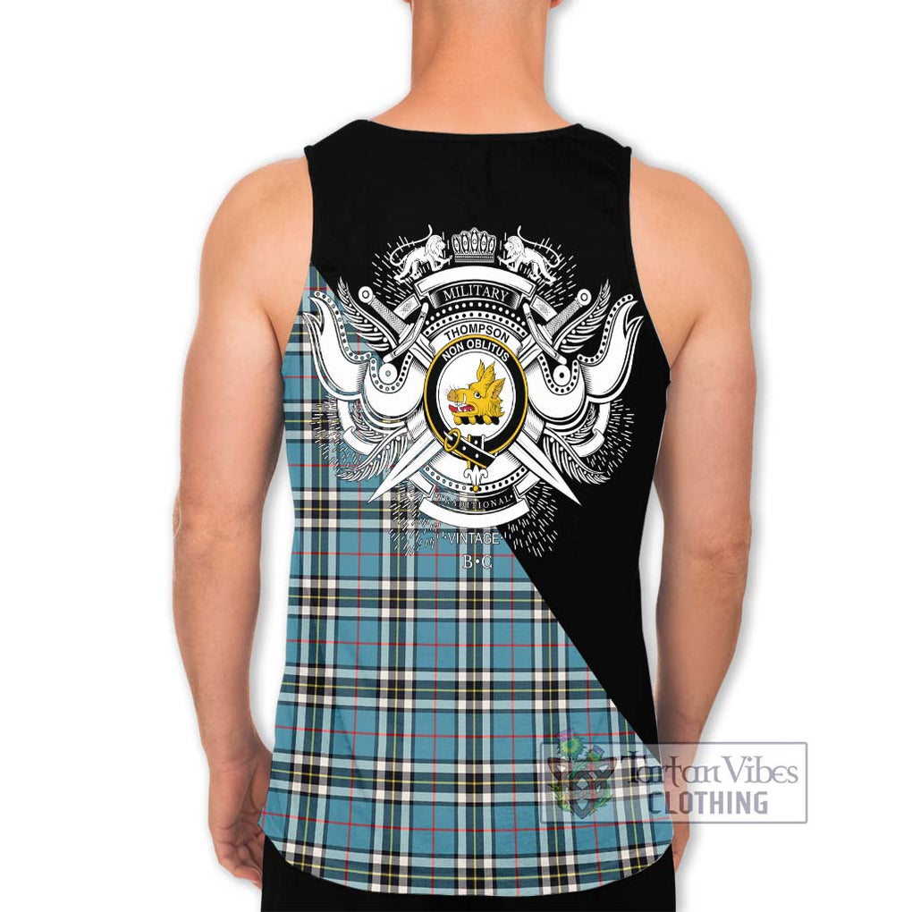 Thompson Tartan Men's Tank Top with Family Crest and Military Logo Style - Tartan Vibes Clothing