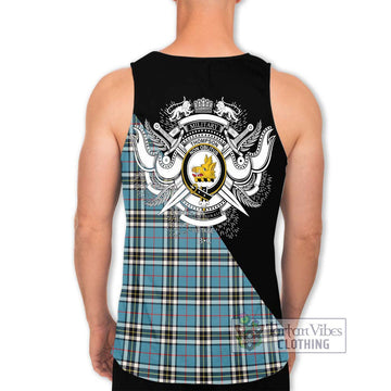 Thompson Tartan Men's Tank Top with Family Crest and Military Logo Style - Tartan Vibes Clothing