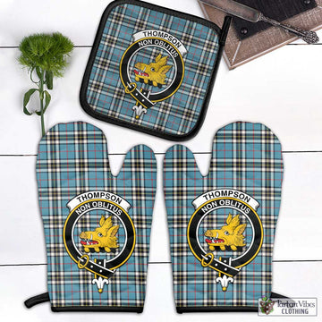 Thompson Tartan Combo Oven Mitt & Pot-Holder with Family Crest Black - Tartan Vibes Clothing