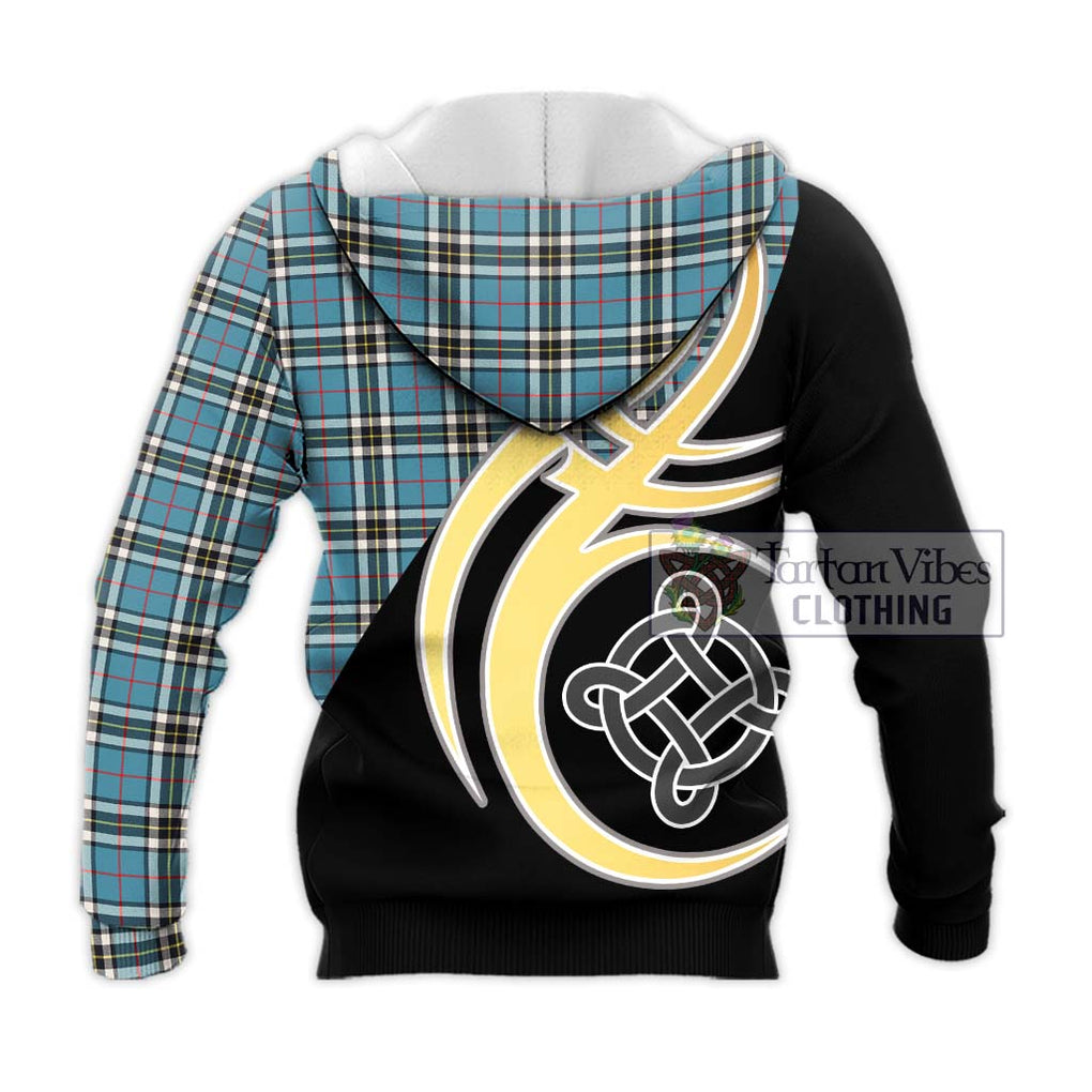 Thompson Tartan Knitted Hoodie with Family Crest and Celtic Symbol Style - Tartan Vibes Clothing