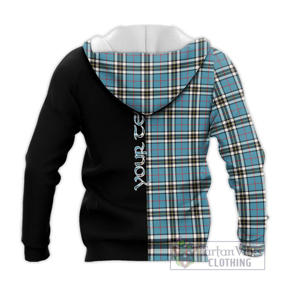 Thompson Tartan Knitted Hoodie with Family Crest and Half Of Me Style - Tartanvibesclothing Shop