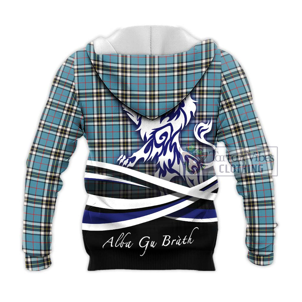 Thompson Tartan Knitted Hoodie with Alba Gu Brath Regal Lion Emblem - Tartan Vibes Clothing