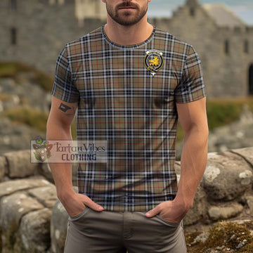 Thompson Camel Tartan Cotton T-Shirt with Family Crest