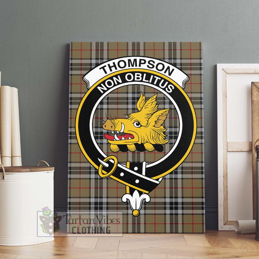 Thompson Camel Tartan Canvas Print Wall Art with Family Crest Without Frame - Tartan Vibes Clothing