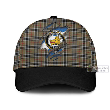 Thompson Camel Tartan Classic Cap with Family Crest In Me Style