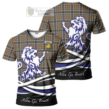 Thompson Camel Tartan Cotton T-shirt with Alba Gu Brath Regal Lion Emblem