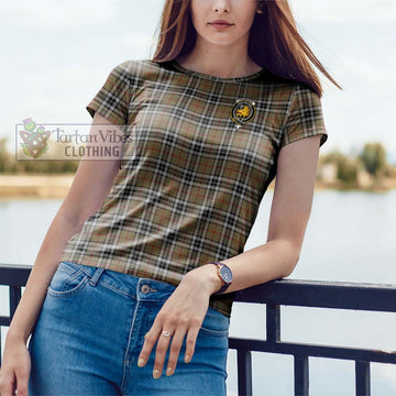 Thompson Camel Tartan Cotton T-Shirt with Family Crest
