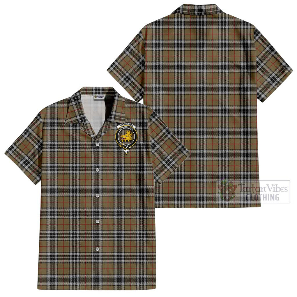 Thompson Camel Tartan Cotton Hawaiian Shirt with Family Crest Kid - Tartan Vibes Clothing