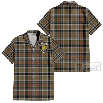 Thompson Camel Tartan Cotton Hawaiian Shirt with Family Crest