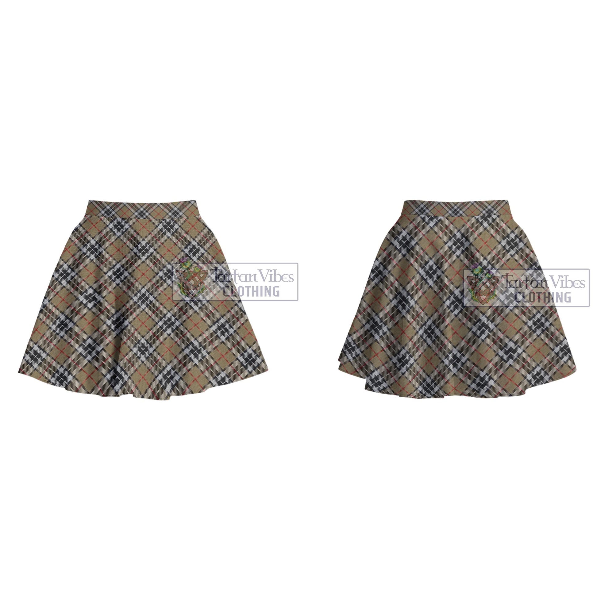 Tartan Vibes Clothing Thompson Camel Tartan Women's Plated Mini Skirt