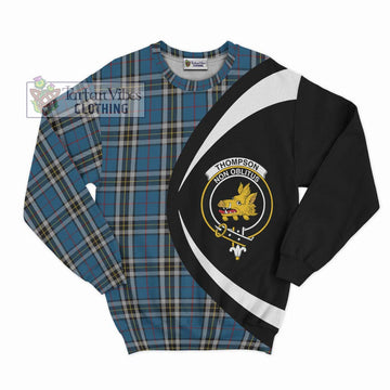 Thompson Dress Blue Tartan Sweatshirt with Family Crest Circle Style