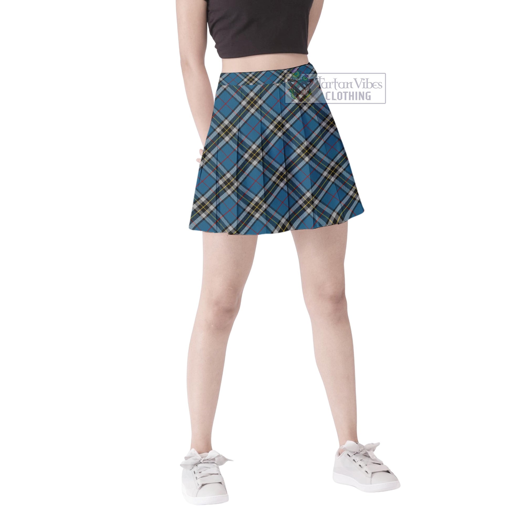 Tartan Vibes Clothing Thompson Dress Blue Tartan Women's Plated Mini Skirt