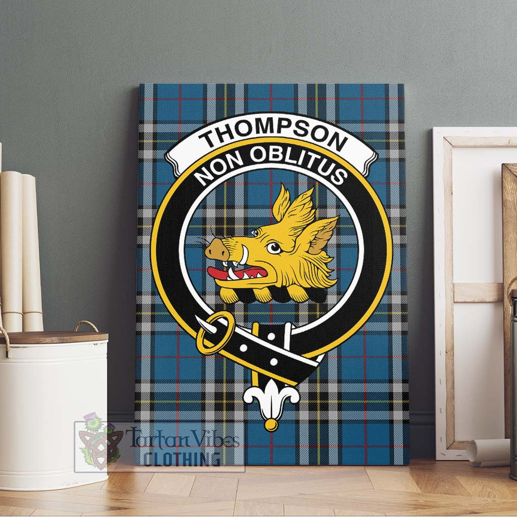 Thompson Dress Blue Tartan Canvas Print Wall Art with Family Crest Without Frame - Tartan Vibes Clothing