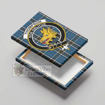 Thompson Dress Blue Tartan Canvas Print Wall Art with Family Crest