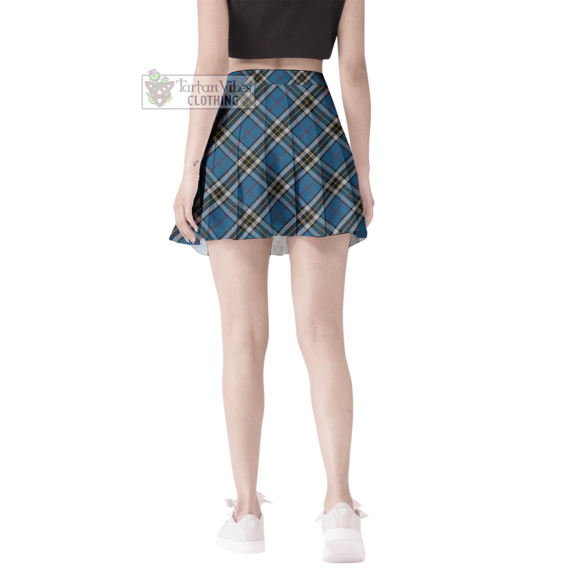 Tartan Vibes Clothing Thompson Dress Blue Tartan Women's Plated Mini Skirt