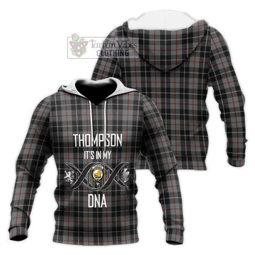 Thompson Grey Tartan Knitted Hoodie with Family Crest DNA In Me Style