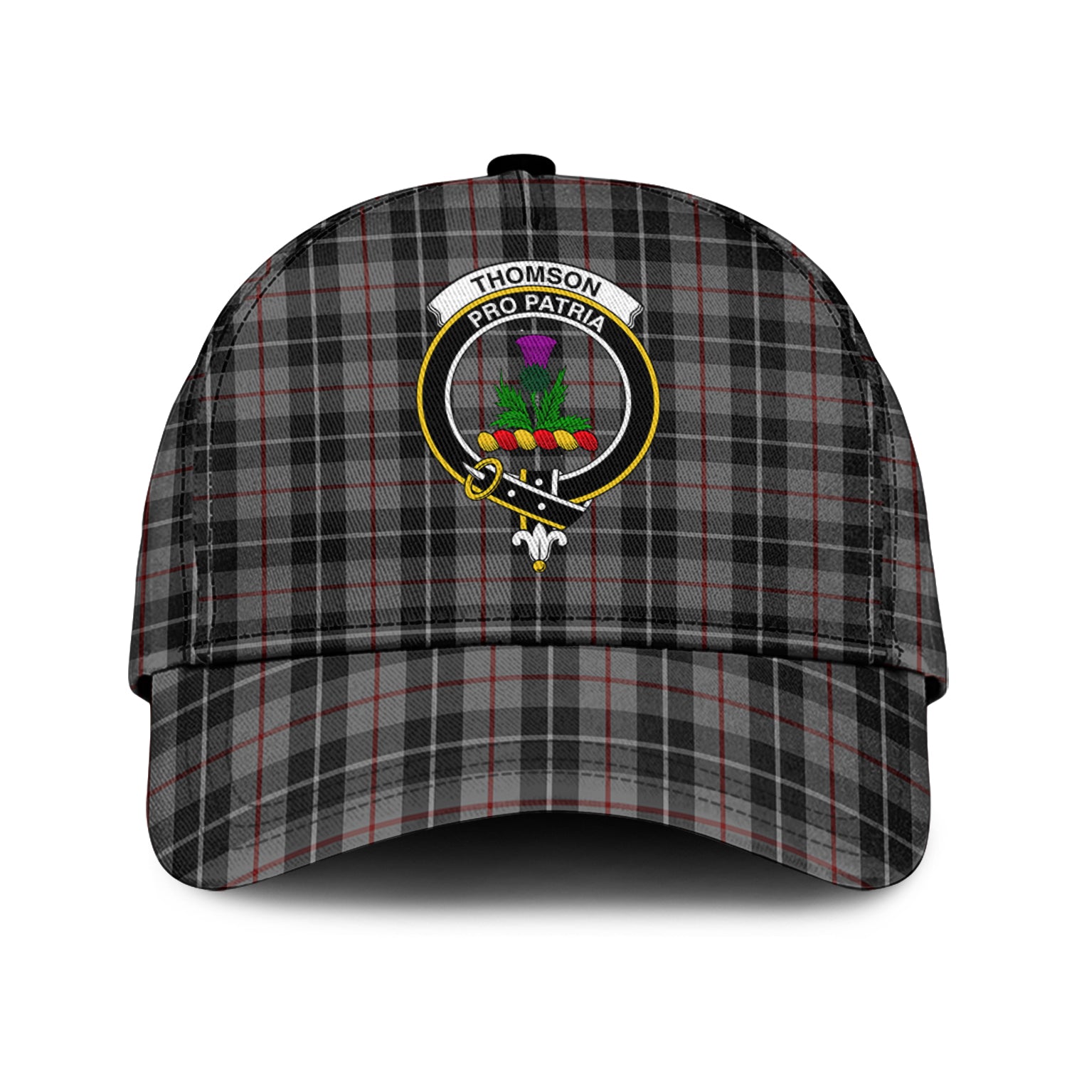 thompson-grey-tartan-classic-cap-with-family-crest