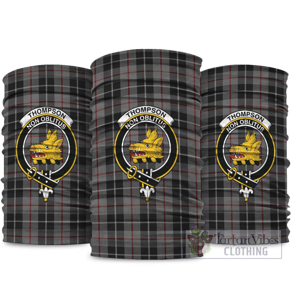 Thompson Grey Tartan Neck Gaiters, Tartan Bandanas, Tartan Head Band with Family Crest