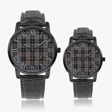 Thompson Grey Tartan Personalized Your Text Leather Trap Quartz Watch