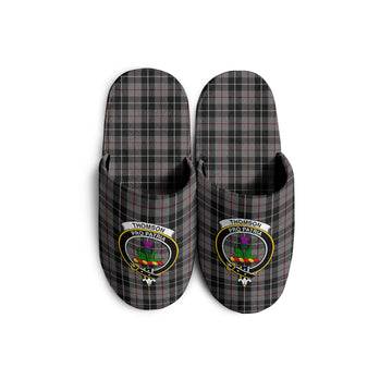 Thompson Grey Tartan Home Slippers with Family Crest