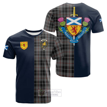 Thompson Grey Tartan Cotton T-shirt with Scottish Lion Royal Arm Half Style