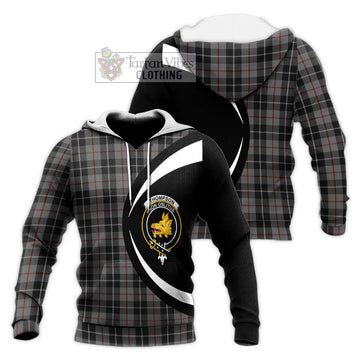 Thompson Grey Tartan Knitted Hoodie with Family Crest Circle Style