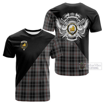 Thompson Grey Tartan Cotton T-shirt with Family Crest and Military Logo Style