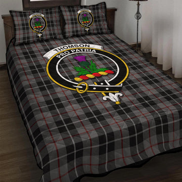 Thompson Grey Tartan Quilt Bed Set with Family Crest