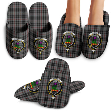 Thompson Grey Tartan Home Slippers with Family Crest