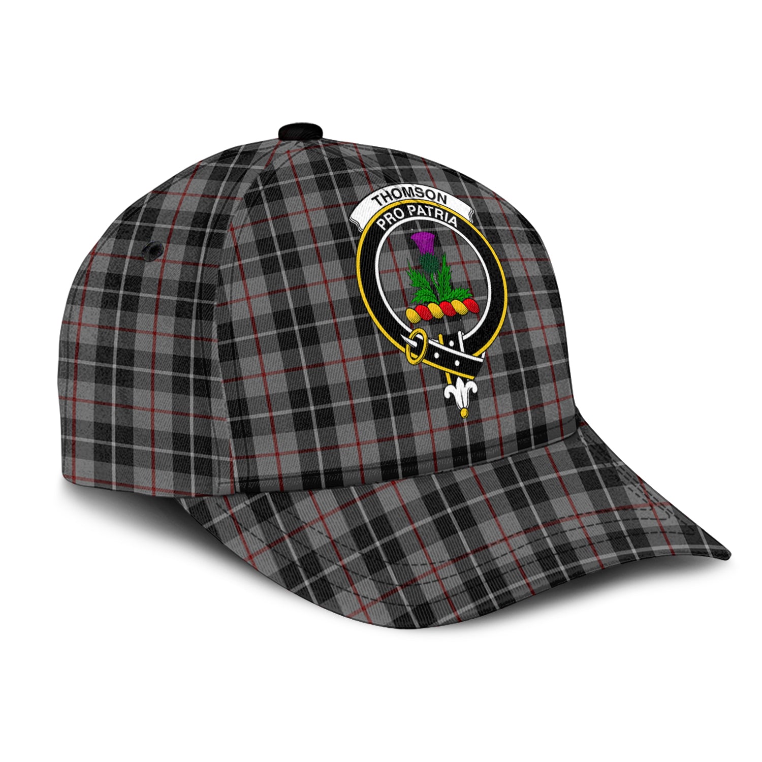 thompson-grey-tartan-classic-cap-with-family-crest