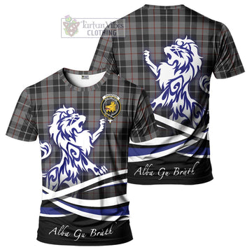 Thompson Grey Tartan Cotton T-shirt with Alba Gu Brath Regal Lion Emblem