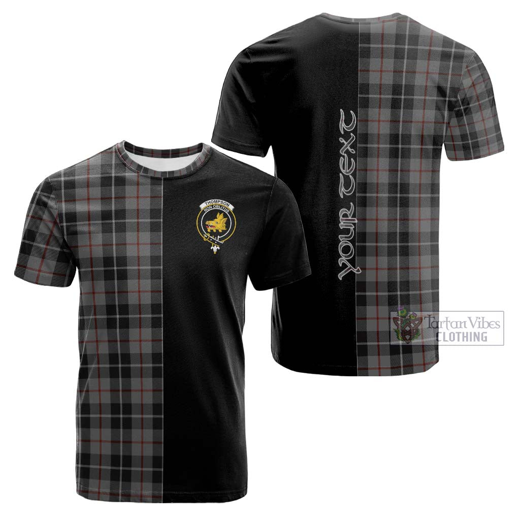 Tartan Vibes Clothing Thompson Grey Tartan Cotton T-shirt with Family Crest and Half Of Me Style