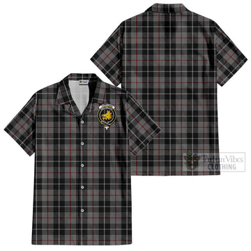 Thompson Grey Tartan Cotton Hawaiian Shirt with Family Crest