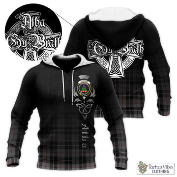 Thompson Grey Tartan Knitted Hoodie Featuring Alba Gu Brath Family Crest Celtic Inspired